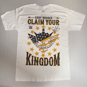 WWE Men’s Size Medium Cody Rhodes Claim Your Kingdom White Short Sleeve T-Shirt